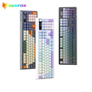 XUNFOX TK100 RGB คีย์บอร์ดไร้สายการเชื่อมต่อสองโหมดพร้อมจอแส…