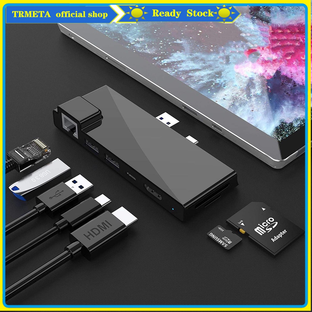 Microsoft Surface Pro 7 Dock Hub, อะแดปเตอร์ Surface Pro 2019 7-in-2 พร้อม 4K HDMI, แท่นชาร์จ USB CP