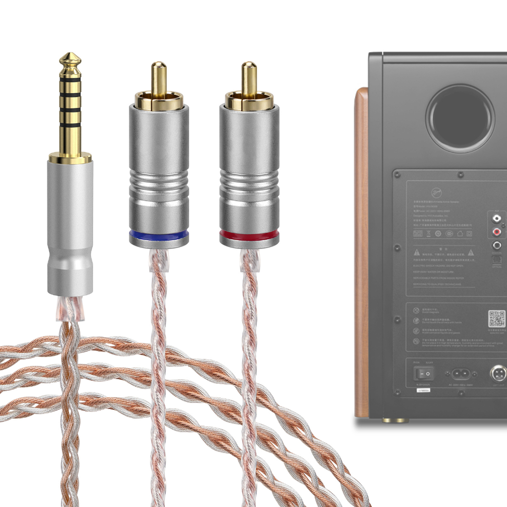 GEEKRIA 4.4 มม.Balance to Dual RCA Audio Cable, OCC ทองแดง Silver-Plated สายอัพเกรด, HiFi สเตอริโอเชื่อมต่อสําหรับ DAC AMP Amplifier (1 ม.)