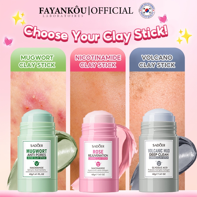 FAYANKOU Clay Mask Stick Mugwort มัควอร์ธ แอคเน่ เคลย์ สติ้กซ์  มาร์คหน้า มาร์คโคลน ลดสิวหน้าใส ลด สิวเสี้ยน