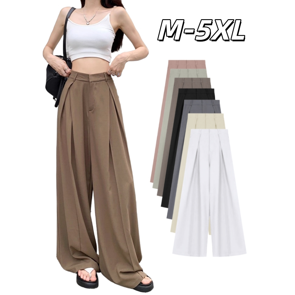 TAYCEN M-5XL(25-43) กางเกงขายาวผู้หญิง กางเกงสูท สไตล์เกาหลี ขนาดใหญ่พิเศษ
