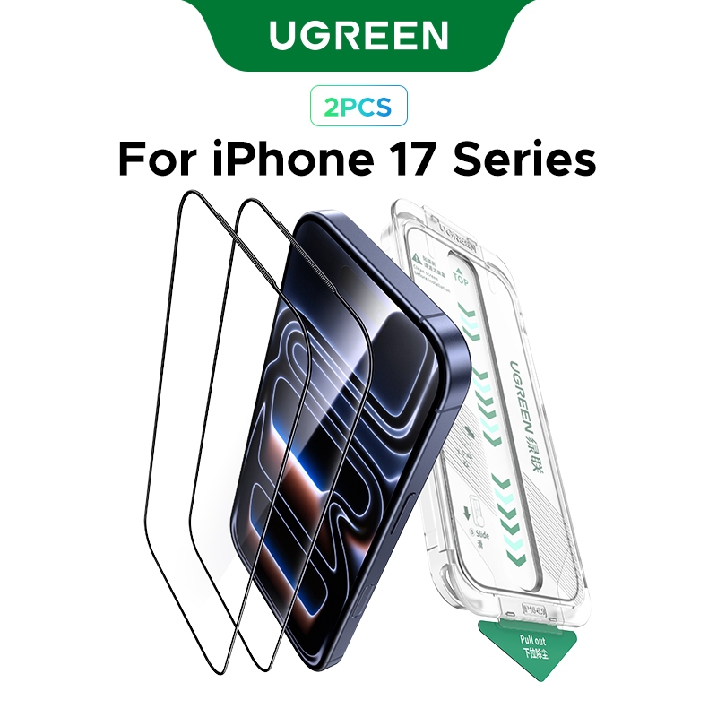 UGREEN 2PCS Glass Screen Protector Ultra-clear ฝุ่นกระจกนิรภัย HD ฟิล์มสําหรับ iPhone 17 Pro/17 Pro 