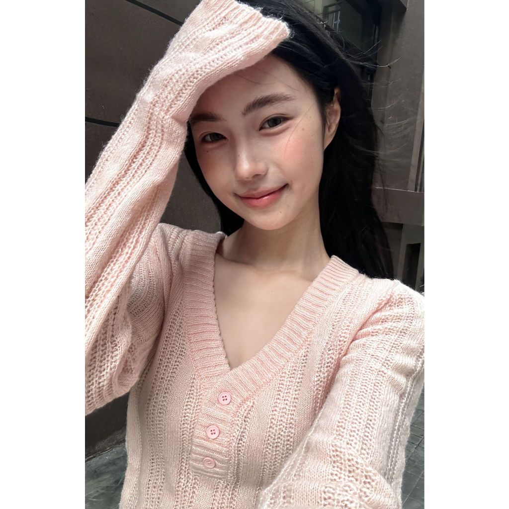 เสื้อกันหนาวสีชมพูแบบโวลต์ สำหรับผู้หญิง ออกแบบมาในสไตล์ขี้เกียจ สวมใส่สบาย เบาบางพอดีตัว และให้ความรู้สึกนุ่มนวล ราคา ถูกที่สุด ดีลบีเคเค แกลเลอรีภาพที่ 7