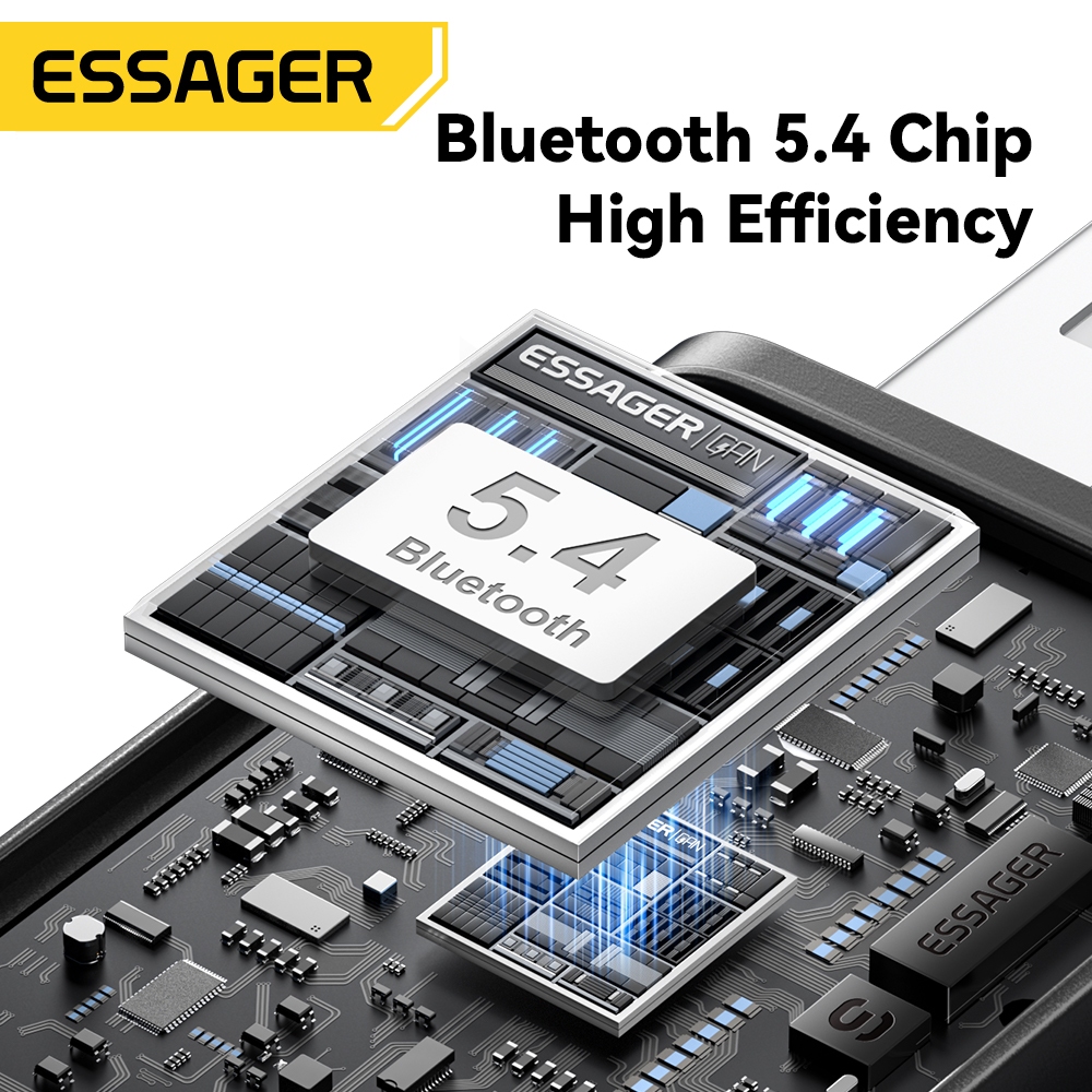 Essager บลูทูธ 5.4 อะแดปเตอร์บลูทูธ FM เครื่องเสียงรถยนต์ FM ไมโครโฟนในตัว HD ระยะรับการโทร FM บลูทูธ 5.4 อะแดปเตอร์สําหรับรถยนต์