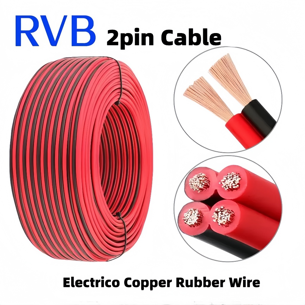 RVB สาย Electrico ทองแดงยาง 15AWG 17AWG 18AWG 20AWG 22AWG สายไฟ LED สีแดงสีดํา 2Pin ฉนวนขยายสายไฟเคร