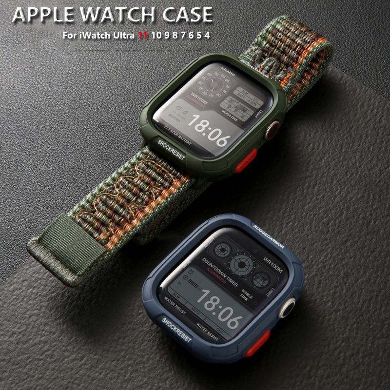 Stylish Letter Armor เคสนาฬิกา กันกระแทก สําหรับ Apple Watch S11/10/9/8/7/6 ขนาด 46/41/40/44/45/49 มม. รองรับ Ultra