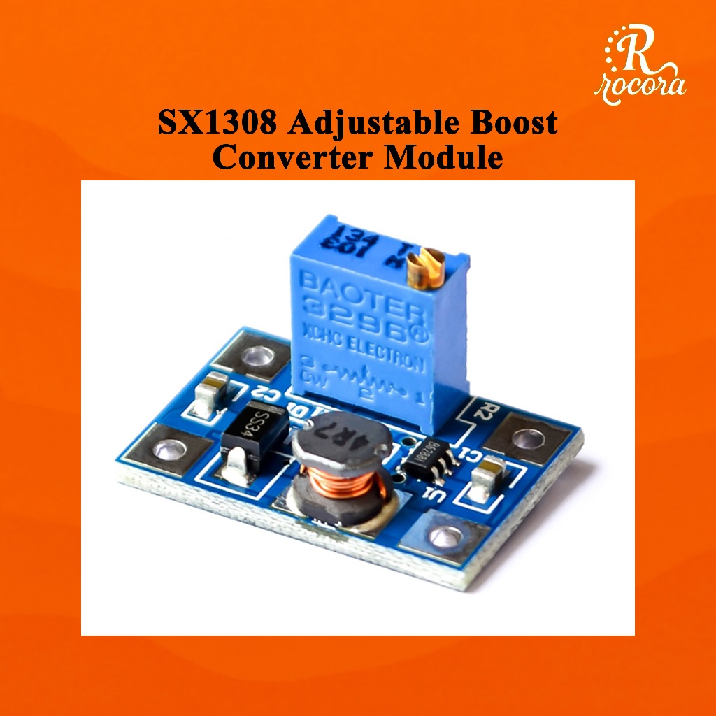 SX1308 โมดูลแปลงเพิ่มแบบปรับได้ 2A โมดูลจ่ายไฟ DC-DC กระแสไฟสูง