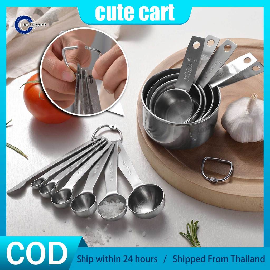 ชุดเครื่องมืออบสแตนเลสคุณภาพสูง 12 ชิ้น – ช้อนตวงและถ้วยตวง ช้อนปรุงรส ช้อนกาแฟ แยกไข่แดง