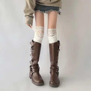 📢ส่งไวจากไทย🚀ถุงเท้ายาวเหนือเข่า jk ถุงเท้ายาวลูกไม้🧦 นุ่ม สบาย ลูกไม้ สีทึบ เนื้อผ้านุ่ม ถุงเท้าผู้หญิงสไตล์วิทยาลัย JK🌈