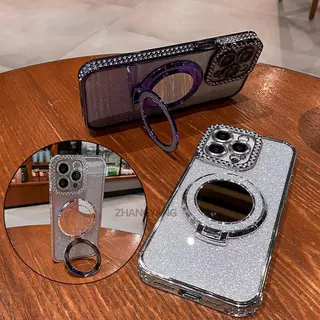 สําหรับ Redmi Note 14 5G Note 14 Pro 5G Note 14 Pro Plus 5G เคสโทรศัพท์กันกระแทกไฟฟ้าพร้อมเพชรหรูหราความงามออกแบบเปลือกนุ่มพร้อมกระจกผล