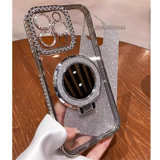 สําหรับ Redmi Note 14 5G Note 14 Pro 5G Note 14 Pro Plus 5G เคสโทรศัพท์กันกระแทกไฟฟ้าพร้อมเพชรหรูหราความงามออกแบบเปลือกนุ่มพร้อมกระจกผล