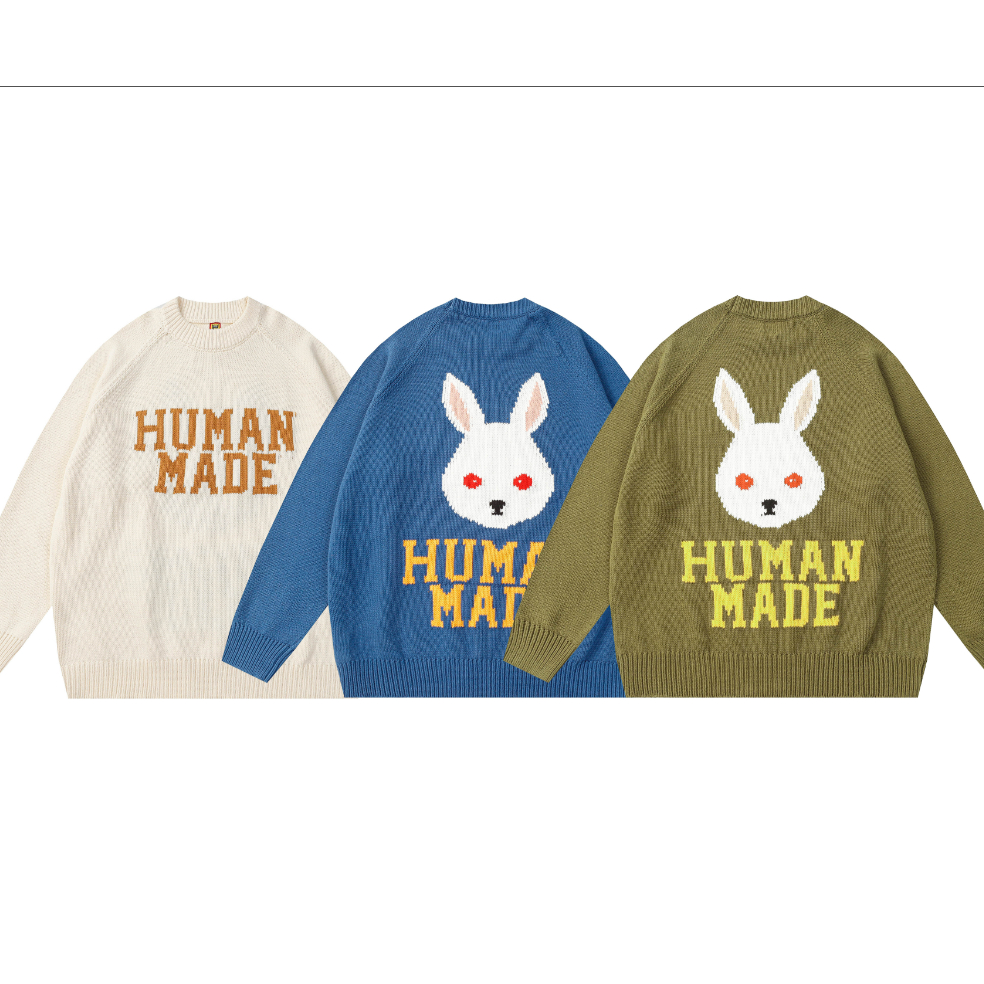 เสื้อกันหนาวผ้าแจ็คการ์ด ออกแบบลายกระต่ายใหม่ สวมใส่ง่ายสบายรอบคอ เหมาะสำหรับฤดูหนาวและใบไม้ร่วง ทั้งผู้ชายและผู้หญิง