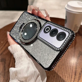 กรณีสําหรับ OPPO A3 Pro 5G เคสโทรศัพท์กันกระแทกด้วยไฟฟ้าพร้อมเพชรหรูหราความงามออกแบบเปลือกนุ่มพร้อมเอฟเฟกต์กระจก
