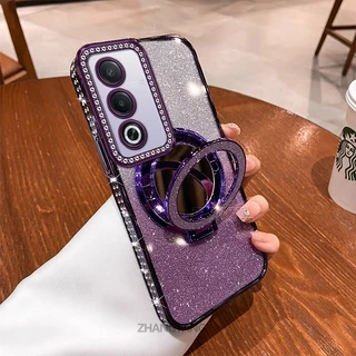 กรณีสําหรับ OPPO A3 Pro 5G เคสโทรศัพท์กันกระแทกด้วยไฟฟ้าพร้อมเพชรหรูหราความงามออกแบบเปลือกนุ่มพร้อมเอฟเฟกต์กระจก