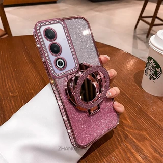 กรณีสําหรับ OPPO A3 Pro 5G เคสโทรศัพท์กันกระแทกด้วยไฟฟ้าพร้อมเพชรหรูหราความงามออกแบบเปลือกนุ่มพร้อมเอฟเฟกต์กระจก