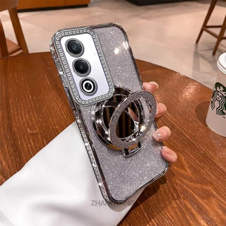 กรณีสําหรับ OPPO A3 Pro 5G เคสโทรศัพท์กันกระแทกด้วยไฟฟ้าพร้อมเพชรหรูหราความงามออกแบบเปลือกนุ่มพร้อมเอฟเฟกต์กระจก