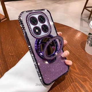 สําหรับ Redmi Note 14 5G Note 14 Pro 5G Note 14 Pro Plus 5G เคสโทรศัพท์กันกระแทกไฟฟ้าพร้อมเพชรหรูหราความงามออกแบบเปลือกนุ่มพร้อมกระจกผล