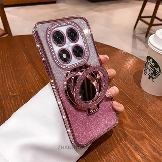 สําหรับ Redmi Note 14 5G Note 14 Pro 5G Note 14 Pro Plus 5G เคสโทรศัพท์กันกระแทกไฟฟ้าพร้อมเพชรหรูหราความงามออกแบบเปลือกนุ่มพร้อมกระจกผล