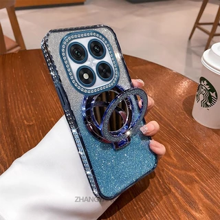 สําหรับ Redmi Note 14 5G Note 14 Pro 5G Note 14 Pro Plus 5G เคสโทรศัพท์กันกระแทกไฟฟ้าพร้อมเพชรหรูหราความงามออกแบบเปลือกนุ่มพร้อมกระจกผล