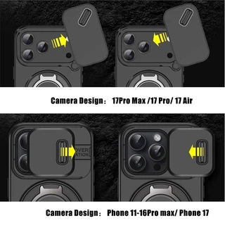 360°หมุนได้แหวนสําหรับiPhone 16 Pro Max 15 Pro Max 14 13 12 11 Pro 15 Plus 17 Pro Maxพร้อมขาตั้งLenกล้องป้องกันกันกระแทกปลอกแข็ง