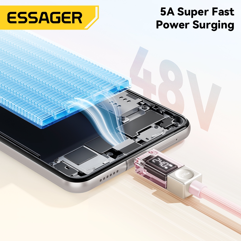 Essager สาย Type-C ถึง Type-C 240W / 100W PD Fast Charging USB C ถึง USB C สายไฟ E-Marker ชิปสําหรับโทรศัพท์ IP Samsung - รูปที่ 3