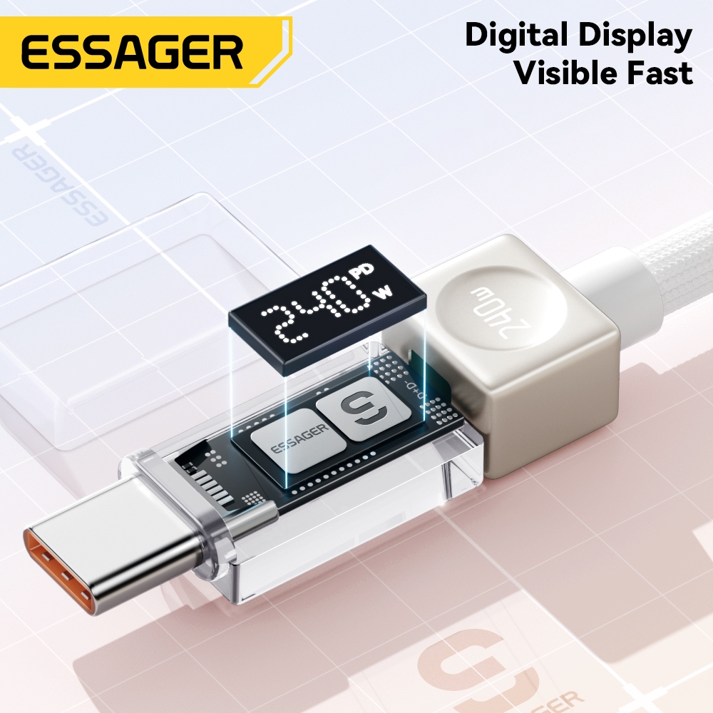 Essager สาย Type-C ถึง Type-C 240W / 100W PD Fast Charging USB C ถึง USB C สายไฟ E-Marker ชิปสําหรับโทรศัพท์ IP Samsung - รูปที่ 4