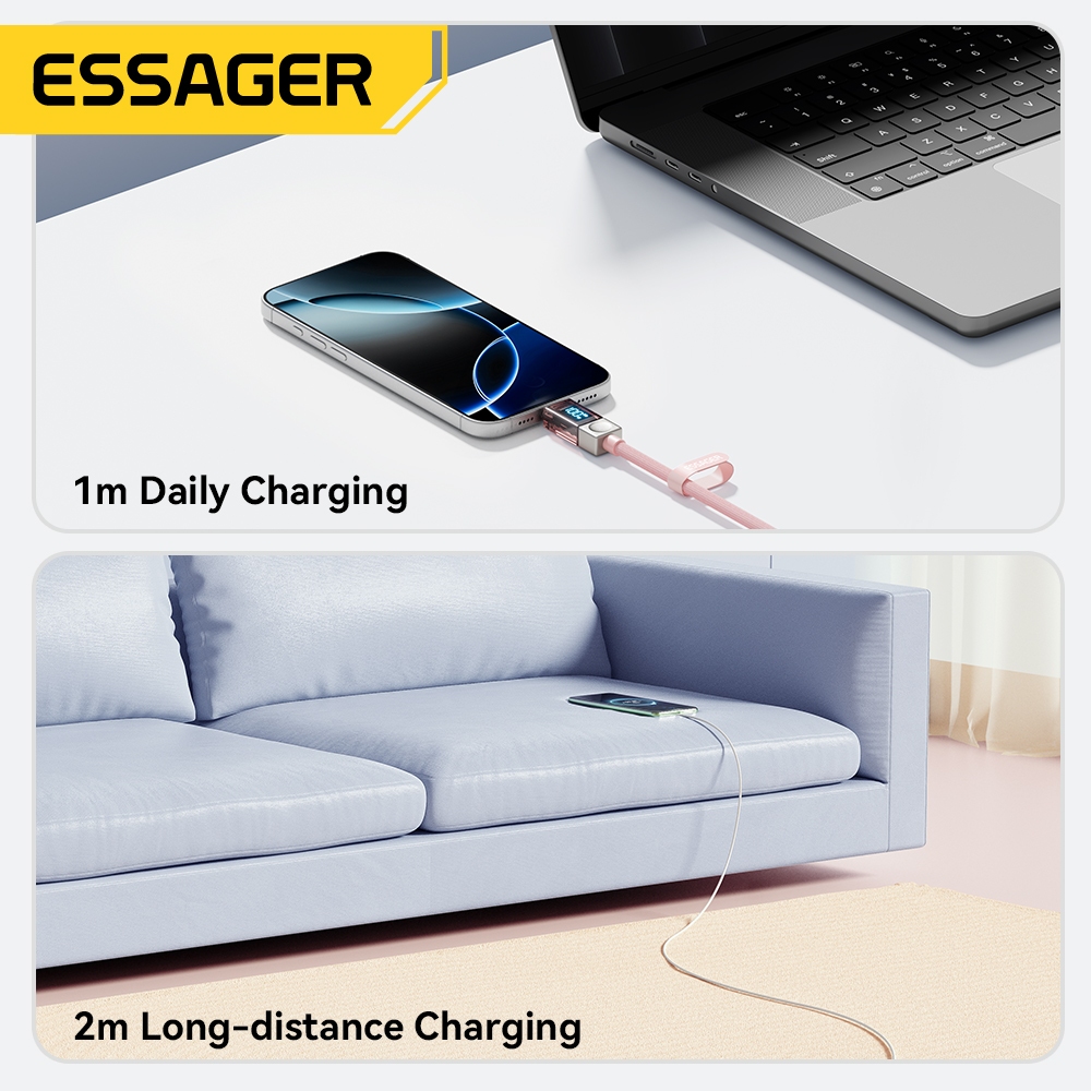 Essager สาย Type-C ถึง Type-C 240W / 100W PD Fast Charging USB C ถึง USB C สายไฟ E-Marker ชิปสําหรับโทรศัพท์ IP Samsung - รูปที่ 7