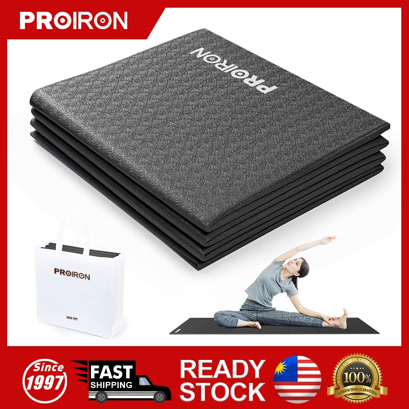 PROIRON เสื่อโยคะ พับได้ เสื่อออกกำลังกายแบบพกพา ไม่ลื่น ด้านมืออาชีพสำหรับพิลาทีส พับเก็บง่าย พกไปเรียน ชายหาด สวน ปิกนิกได้สะดวก (มาพร้อมกระเป๋าเก็บ)