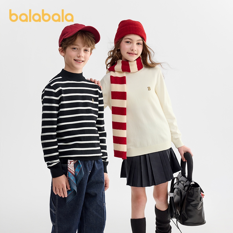 เสื้อกันหนาวสำหรับเด็กหญิง ฤดูหนาวปี 2025 เสื้อถักคอสูงแบบสวมหัว