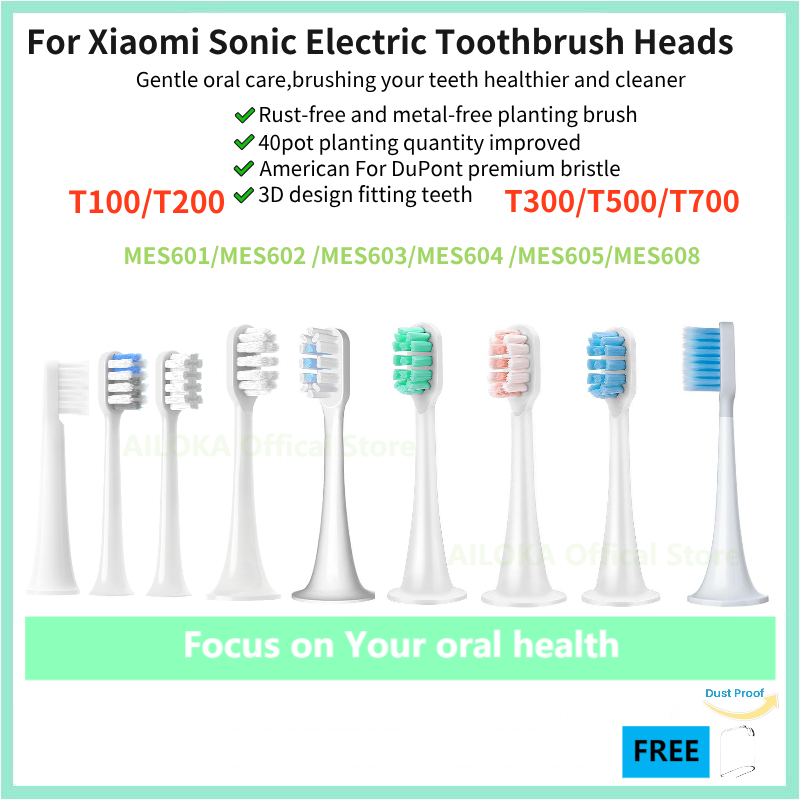 【หัวแปรงสีฟัน】1PCS หัวแปรงสีฟันทดแทนสําหรับ For Mijia T100 / T300 / T500 / T700 หัวแปรงสีฟันไฟฟ้า Mi