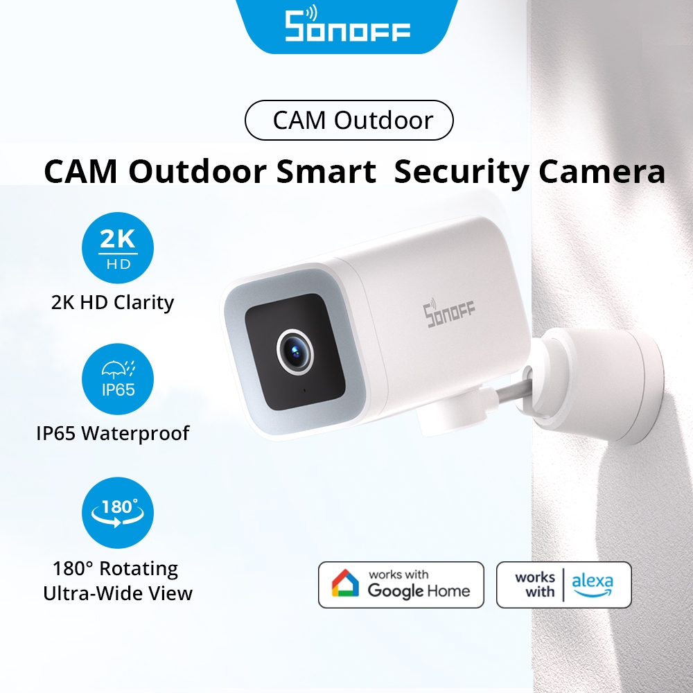 SONOFF CAM-B1P กล้องรักษาความปลอดภัยอัจฉริยะกลางแจ้ง AI Human Detection IP65 Weatherproof 2K HD ความละเอียด 180° การควบคุมกระทะแนวนอนการติดตามอัจฉริยะการมองเห็นได้ในเวลากลางคืนเต็มรูปแบบ