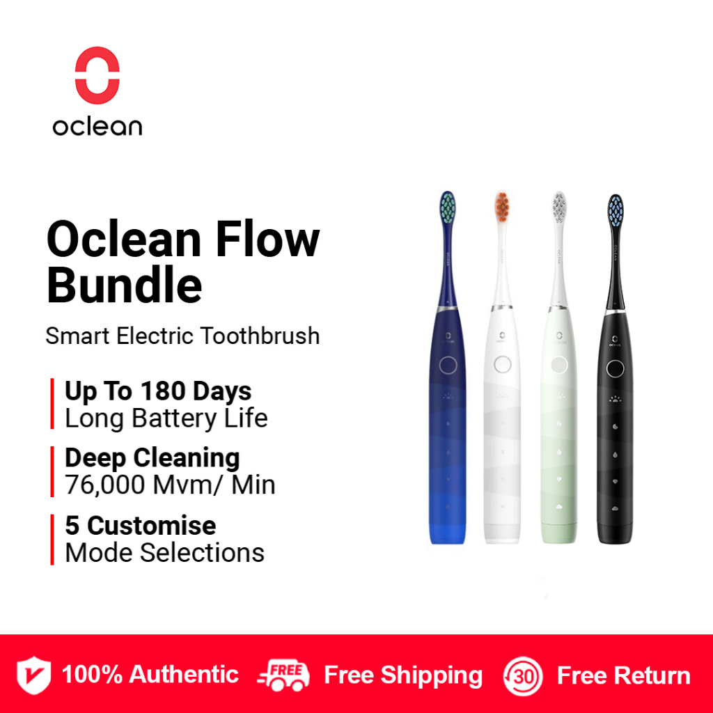 แปรงสีฟัน Oclean Flow Sonic 5 โหมด 180 วัน แบตเตอรี่รับประกัน 2 ปี แปรงสีฟันไฟฟ้า
