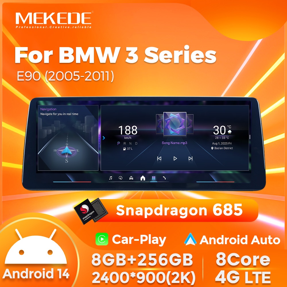 MEKEDE เหมาะสําหรับ BMW 3 Series E90 E91 2005-2011 CCC CIC ดัดแปลง Android Carplay หน้าจอนําทางภาพย้