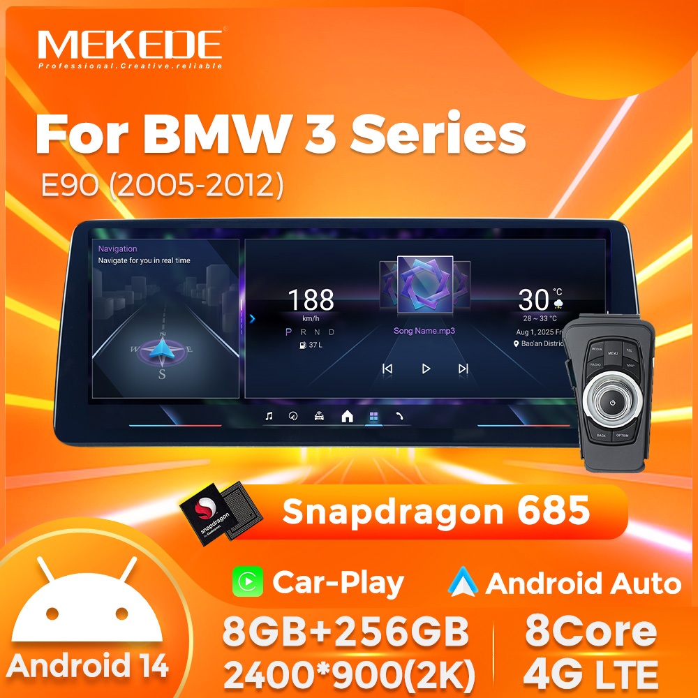 MEKEDE เหมาะสําหรับ BMW 3 Series E90 2005-2012 带标 ดัดแปลง Android Carplay หน้าจอนําทางภาพย้อนกลับ