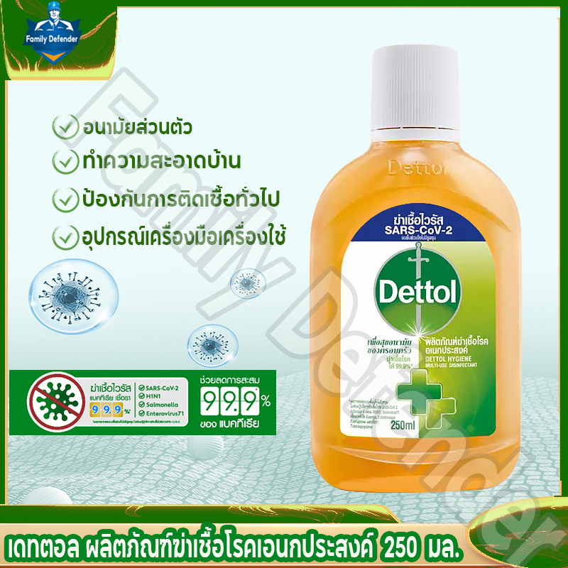 เดทตอล อเนกประสงค์  น้ำยาฆ่าเชื้อโรค ฆ่าเชื้อไวรัส 99.9%  250มล.