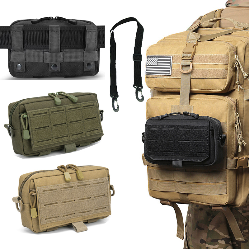 Molle Admin เครื่องมือโทรศัพท์กระเป๋าคาดเอวยูทิลิตี้แนวนอน Modular เลเซอร์ตัด EDC เข็มขัดกระเป๋าพร้อมสายคล้องไหล่
