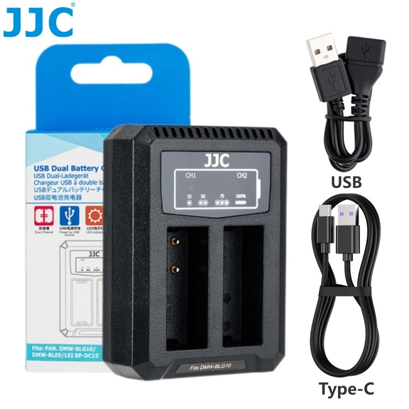 JJC เครื่องชาร์จแบตเตอรี่ Camera Battery Charger สำหรับ Leica DLUX8 D-LUX8 DLUX7 D-LUX7 Panasonic Lu