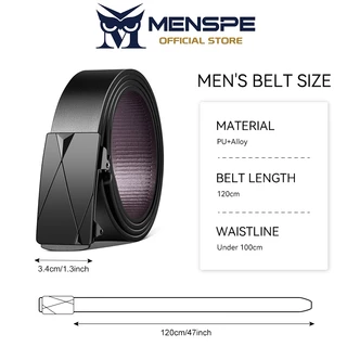 MENSPE PUสำหรับผู้ชาย สไตล์ธุรกิจและกีฬา หัวเข็มขัดอัตโนมัติดีทนทาน