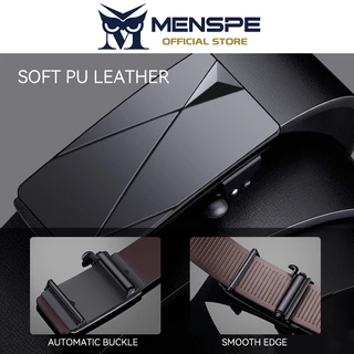 MENSPE PUสำหรับผู้ชาย สไตล์ธุรกิจและกีฬา หัวเข็มขัดอัตโนมัติดีทนทาน