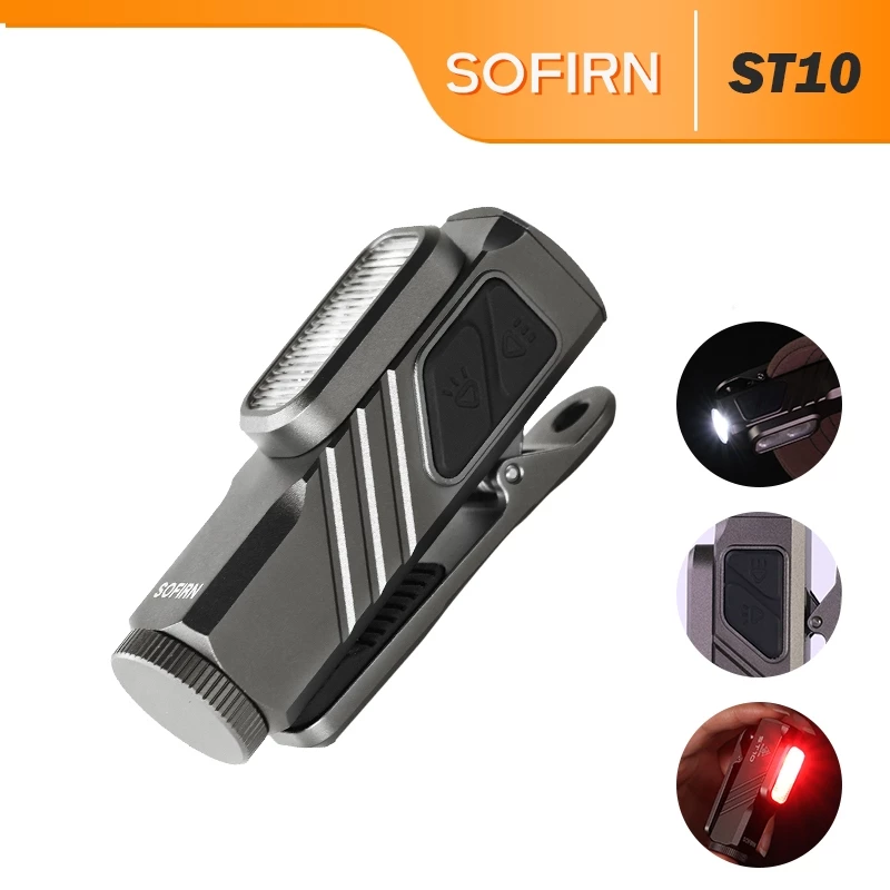 SOFIRN ST10 ไฟฉาย EDC ขนาดเล็ก 1000LM โยน+ฟลอยด์+แสงสีแดง, คลิปแม่เหล็ก, AA/14500, IP66