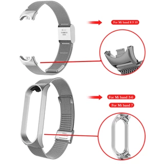 สายสแตนเลสสําหรับ เสี่ยวหมี่ for Mi Band 10 9 8 สร้อยข้อมือโลหะสายรัดข้อมือสําหรับ for Mi Band 7 6 5 4 3 สายอุปกรณ์เสริม