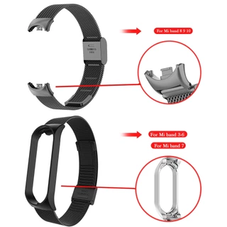 สายสแตนเลสสําหรับ เสี่ยวหมี่ for Mi Band 10 9 8 สร้อยข้อมือโลหะสายรัดข้อมือสําหรับ for Mi Band 7 6 5 4 3 สายอุปกรณ์เสริม