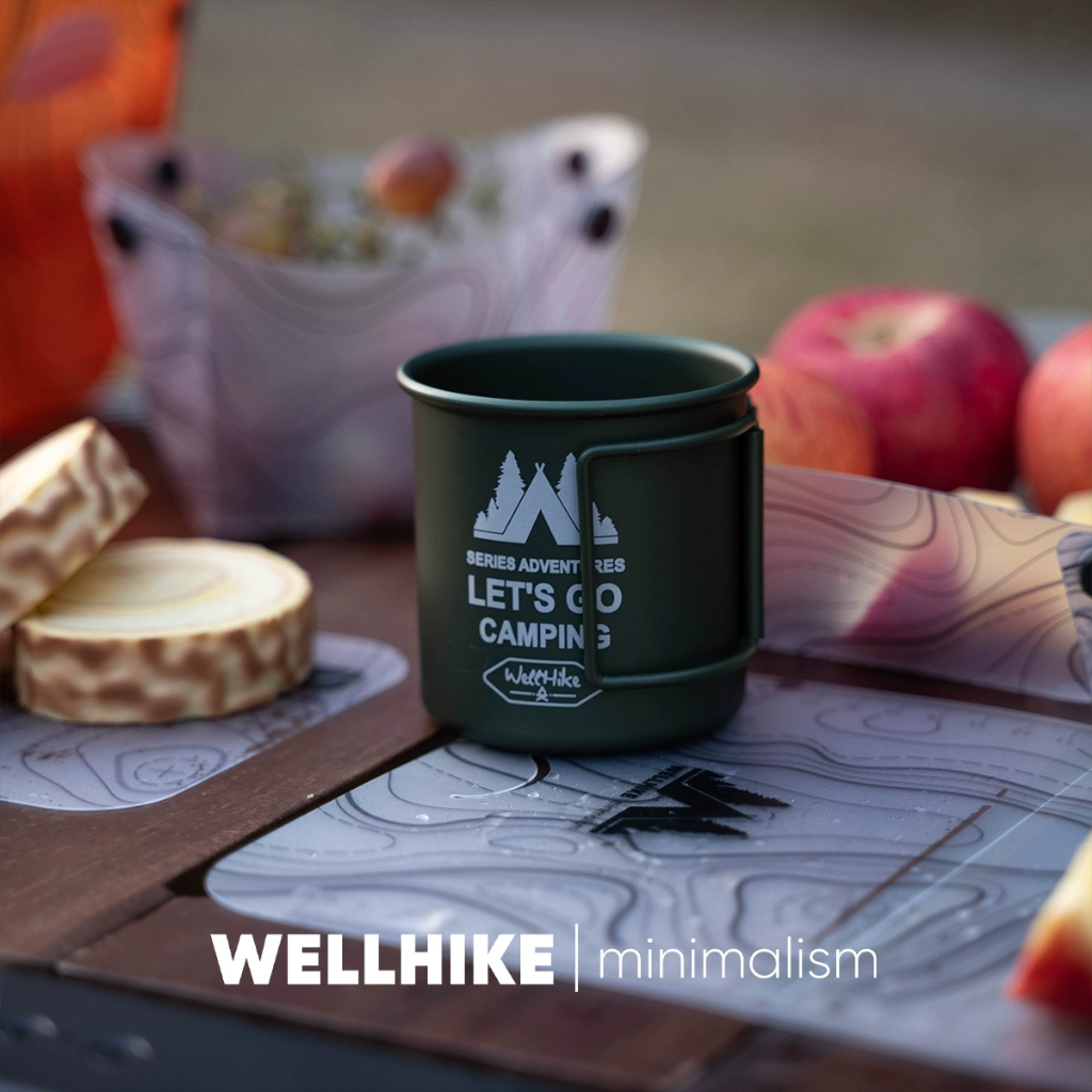 WELLHIKE แก้วกลางแจ้ง Tyson สีเทา 300ml แบบพกพาและพับได้สำหรับการcamping และดื่มกาแฟหรือชา