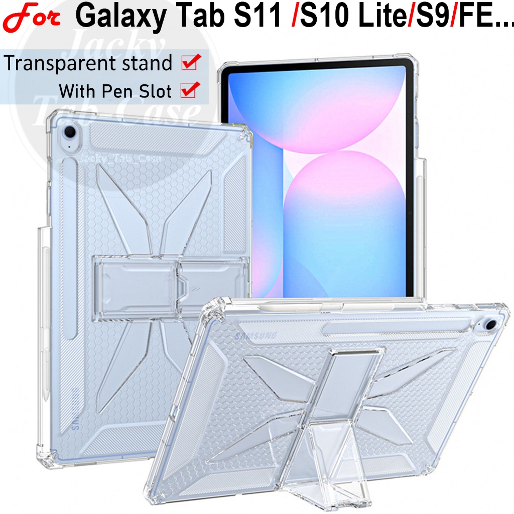 Stand Pen Slot Case สําหรับ Samsung Galaxy Tab S11 S10 Lite S9 FE 10.9" 11", เคสกันกระแทก