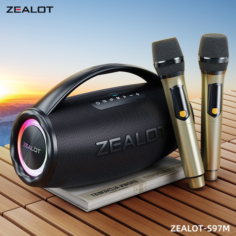 ZEALOT S97M ลําโพงบลูทูธพกพา 16000mAh IPX6 กันน้ําเบสหนักแน่นพร้อมตัวเลือกไมโครโฟนคาราโอเกะ