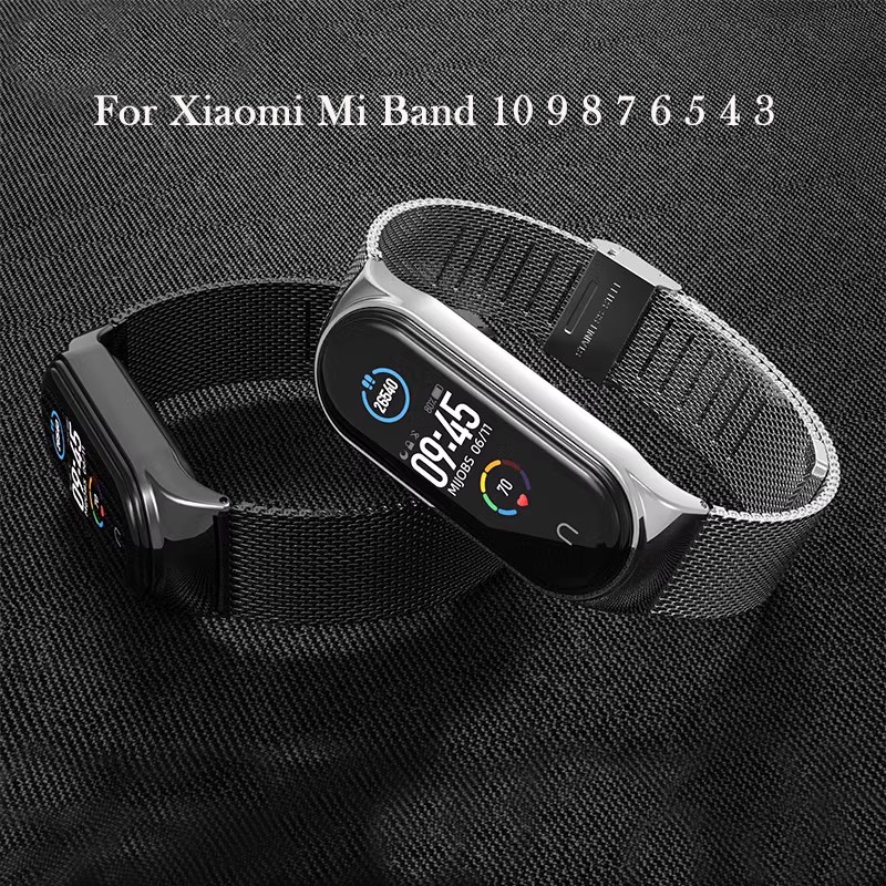 สายสแตนเลสสําหรับ เสี่ยวหมี่ for Mi Band 10 9 8 สร้อยข้อมือโลหะสายรัดข้อมือสําหรับ for Mi Band 7 6 5 4 3 สายอุปกรณ์เสริม