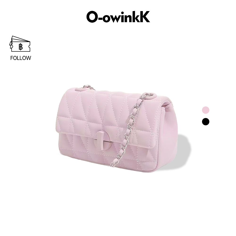 OWINKK กระเป๋าสะพายไหล่ Chain Fashion Simple Pink bag