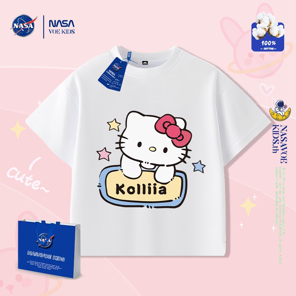 พร้อมส่งภายใน 24 ชม. จัดส่งไว เสื้อแขนสั้น Hello Kitty สำหรับเด็กผู้หญิง ออกแบบน่ารัก breathable และสวมใส่สบาย