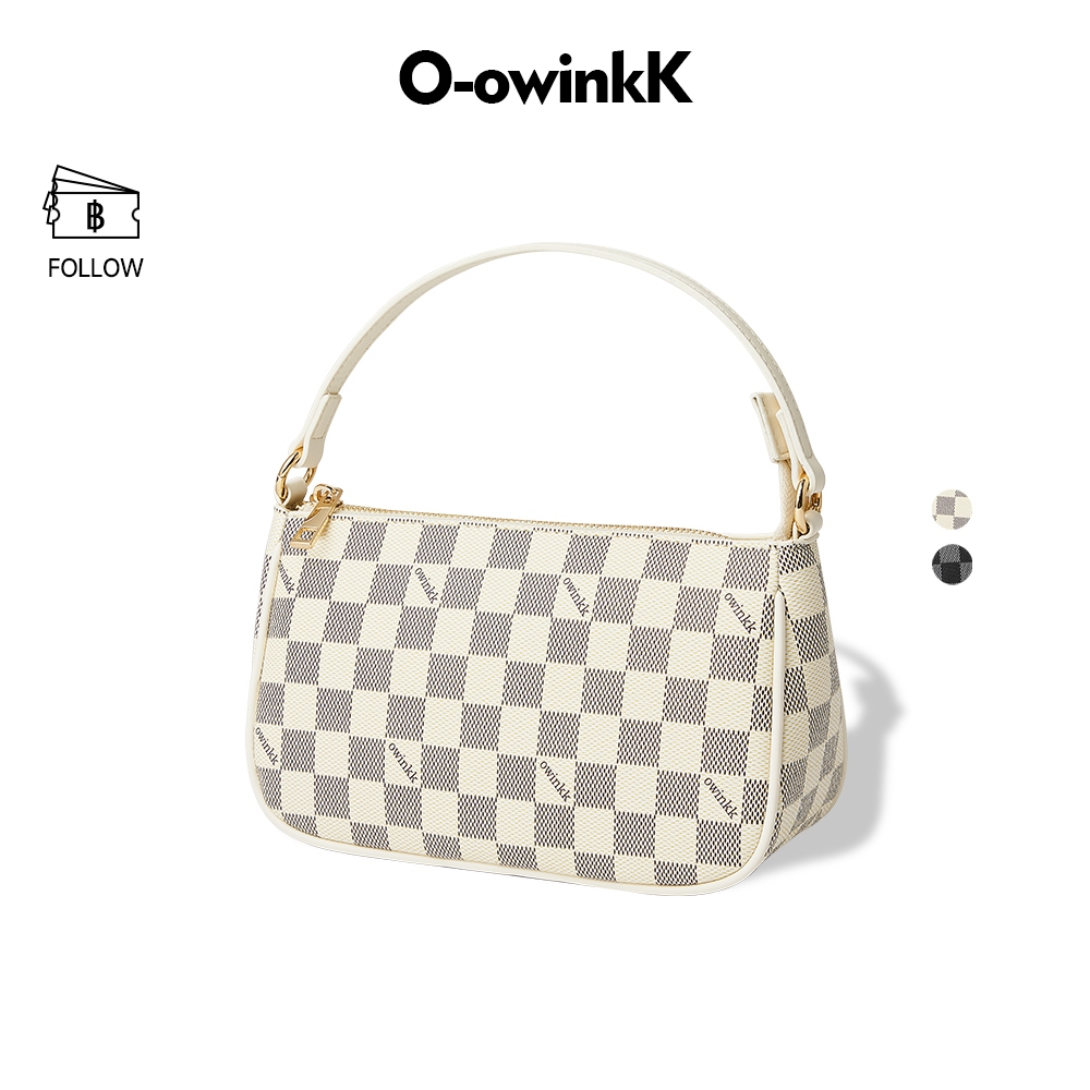 OWINKK Checker Bag กระเป๋าสะพายข้างผู้หญิง วัสดุแข็งแรง ซิปปิด สายปรับได้ แถมสายสะพายไหล่ยาวฟรี