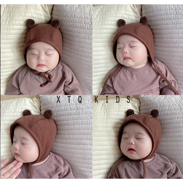 Bonnet น่ารักสำหรับทารกแรกเกิด ป้องกันลมและแสงแดด ออกแบบเพื่อความปลอดภัยและความสะดวกสบายของเด็กหญิง